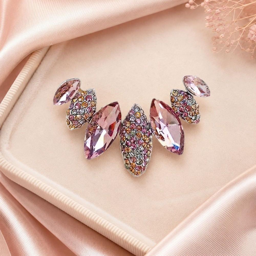 Shiny Zircon Geometric Brooches Rhinestone Lapel Pins New Leaf Brooches Gifts