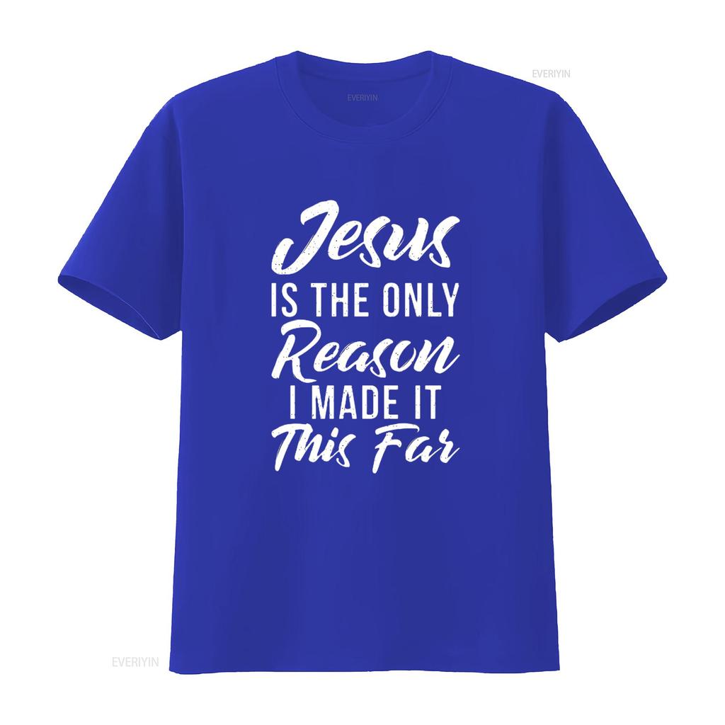 Herren Jesus ist der einzige Grund, warum ich es so weit geschafft habe Gott Religiös T-Shirt Schwarz 2XL Vintage Gewaschenes Oberteil Für Den Alltag