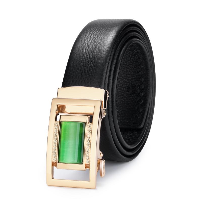 

Первый слой Коровьей Кожи Форма Нефрита Автоматическая Пряжка Мужской Ремень Бизнес Повседневный Кожаный Ремень Пояс Высококачественный Подарок 110cm