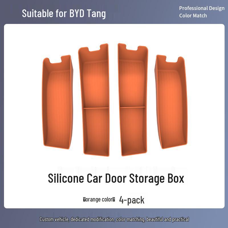 BYD Tang Car Door Storage Box: Silicone, Waterproof, Original Color for Front and Rear, Fits 26 Models