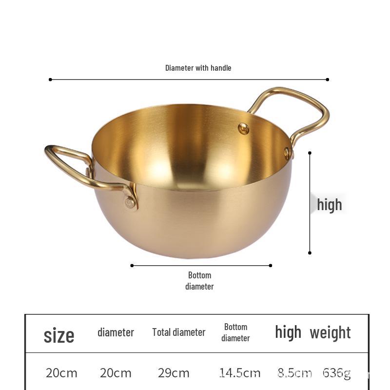 Koreanischer Edelstahl-Doppelgriff-Instantnudeltopf mit Induktionskompatibilität