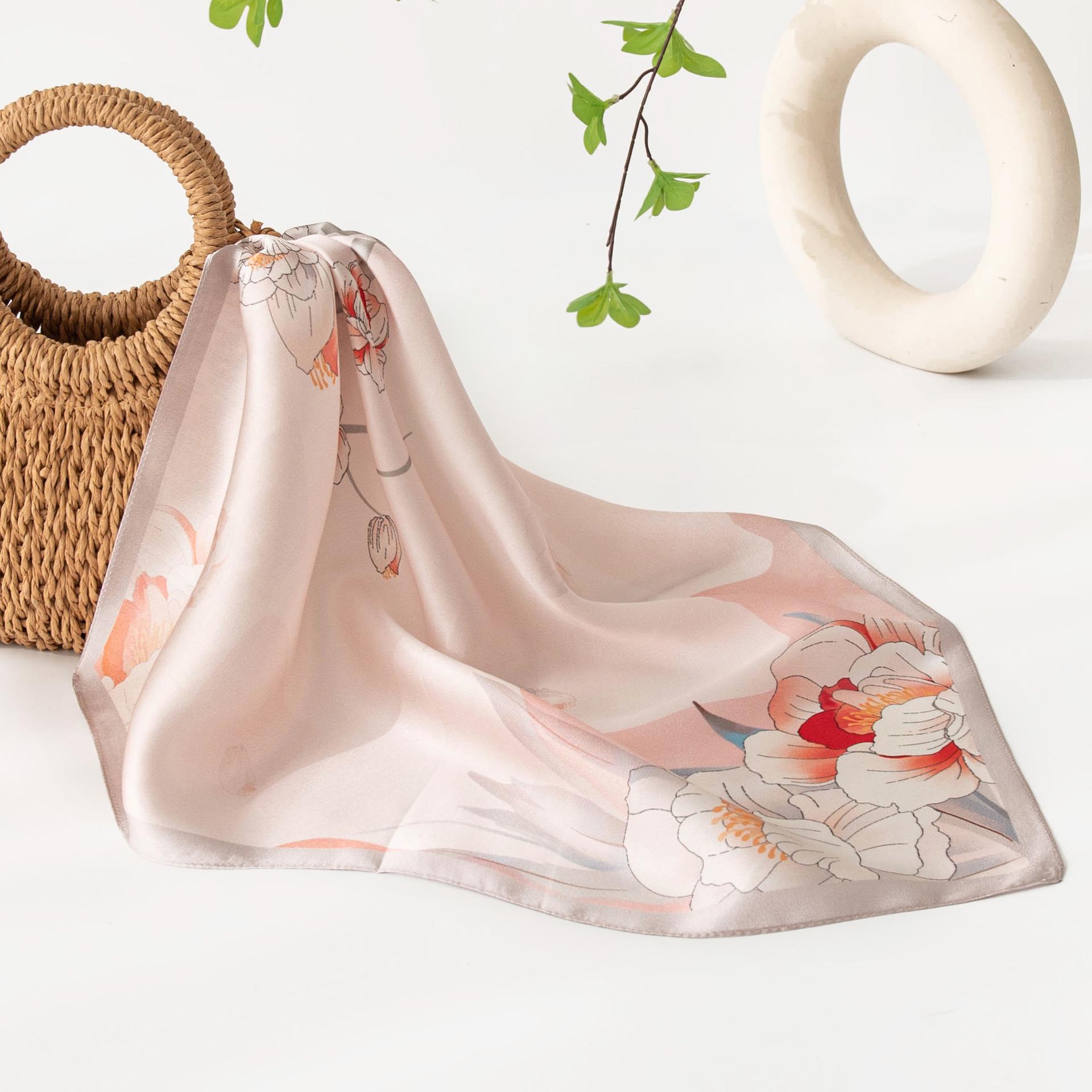 

Hangzhou Mulberry Silk Scarf: Luxurious High-End Feel, 53” Printed Silk Small Square Neck Scarf 53 x 53 cm