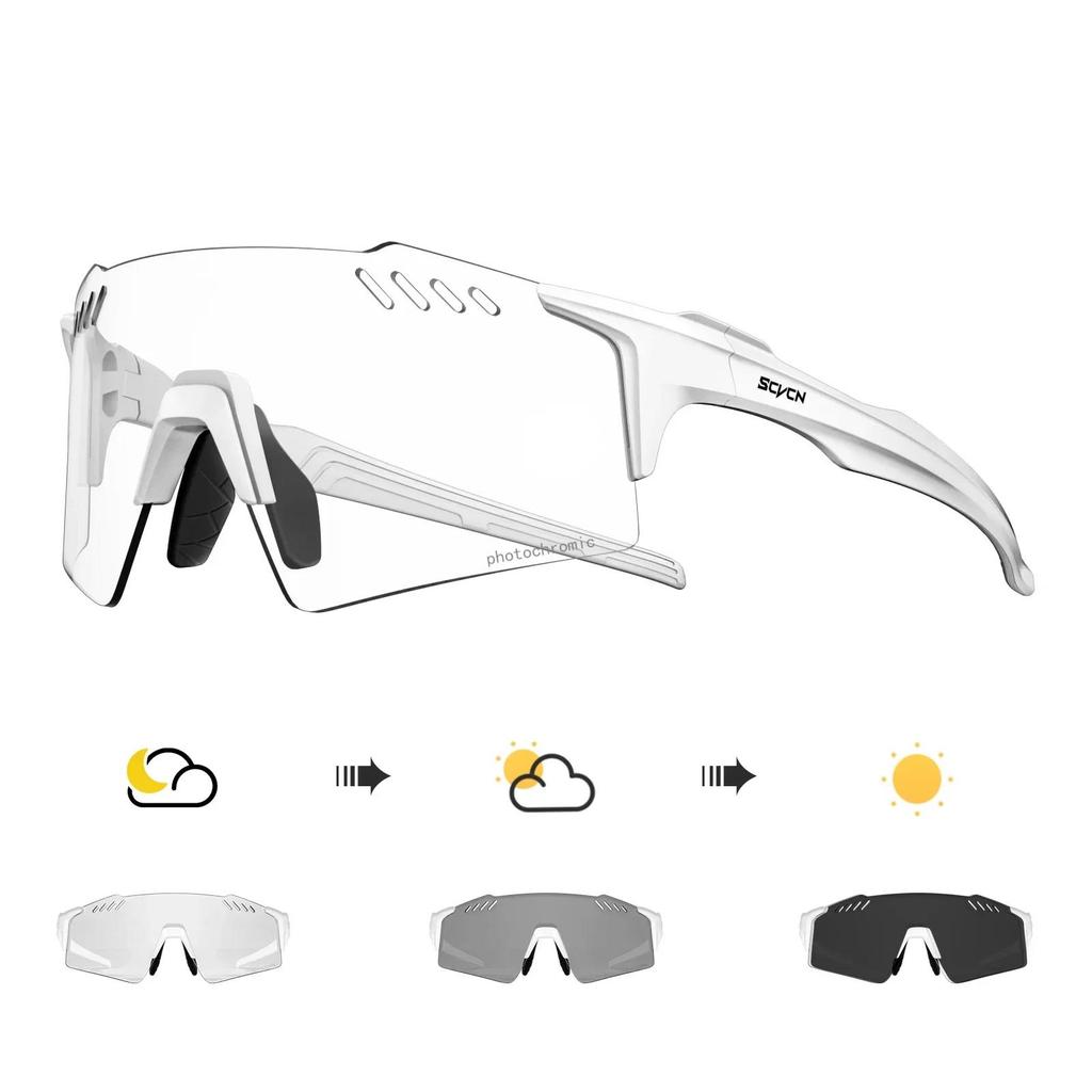 SCVCN UV400 Photochromic Protection Glasses Men Women Riding Windproof Goggles Outdoor Sports Eyewear MTB Road Bike Sunglasses 7