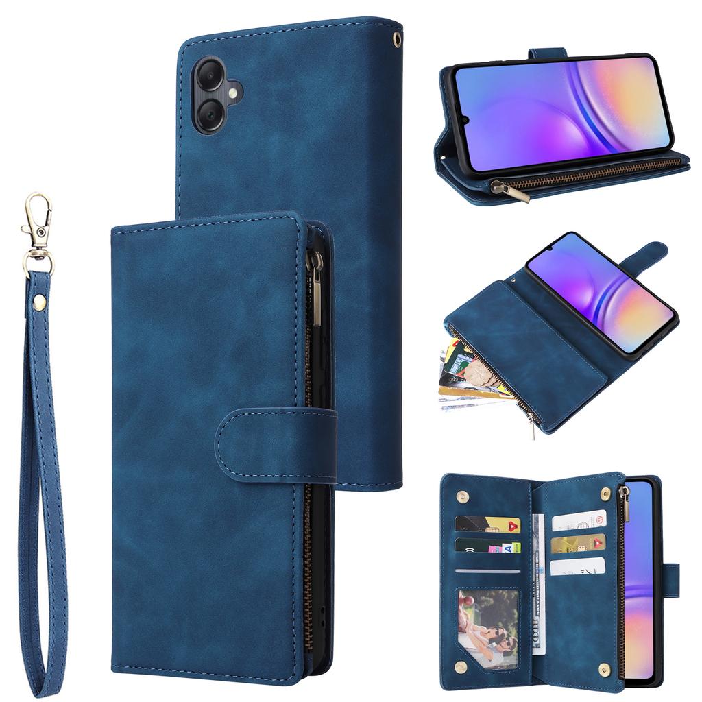 For Samsung Galaxy A05 4G Case Multiple Card Slots Anti-fall Zipper Pocket Leather Phone Cover
