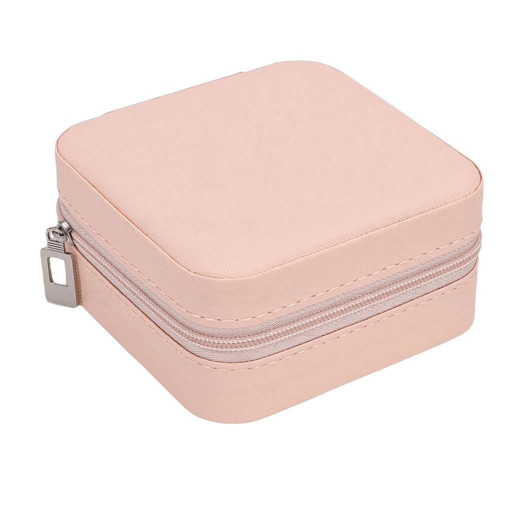 Portable Jewelry Box PU Leather Travel Jewelry Organizer Storage Case with Mirror Velvet Lining for Women