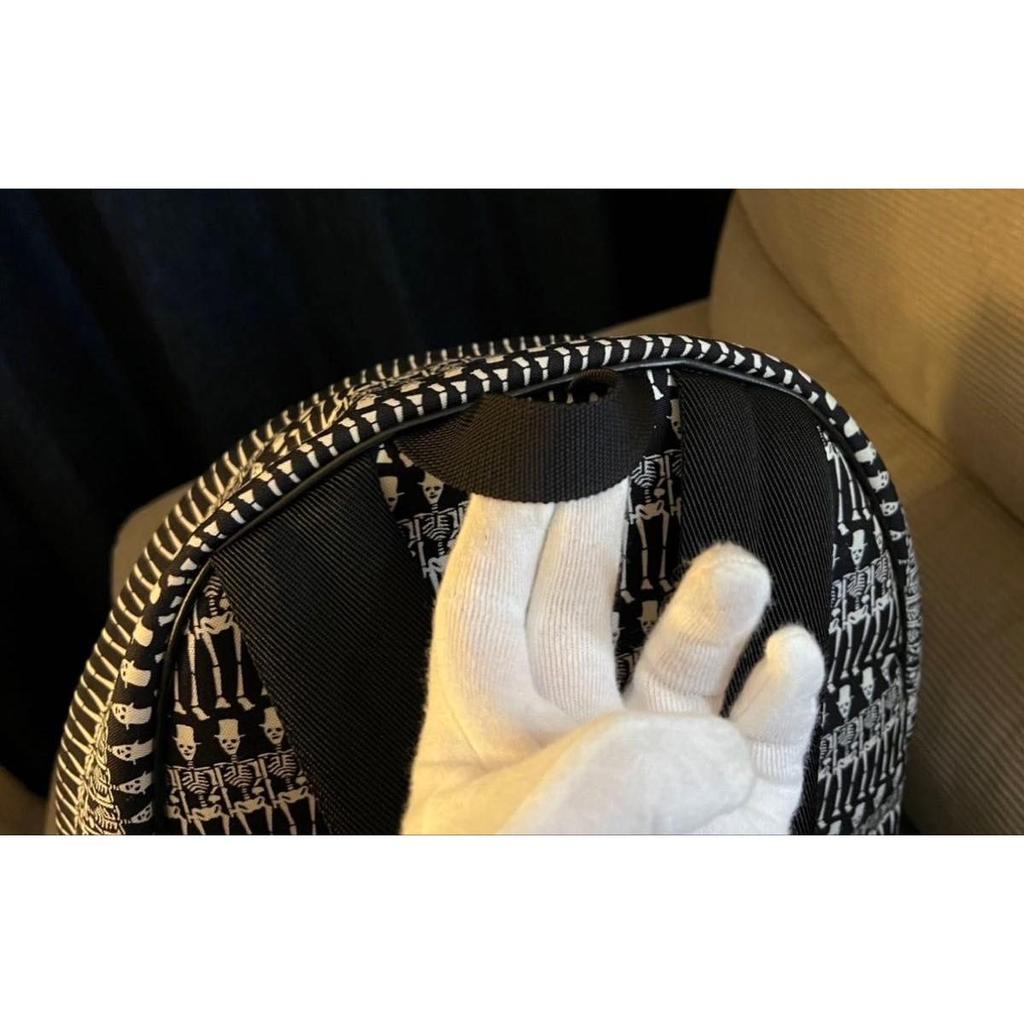 Used Authentic SAINT LAURENT Skull Pattern Skull Rucksack Bag Canvas Black x White