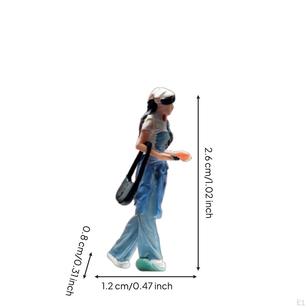 Hat Girl Miniature Figurine Highly Detailed Sand Table Person Model Realistic Design 1/64 Scale