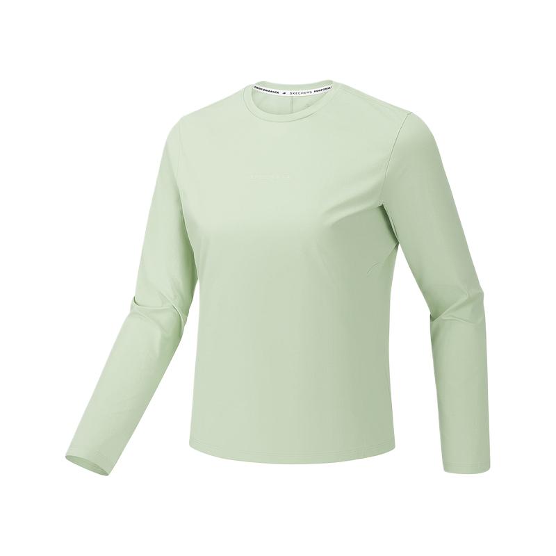Skechers Solid Moisture-Wicking Crew Neck Regular T-Shirt Women tops P326W059-03P1 S