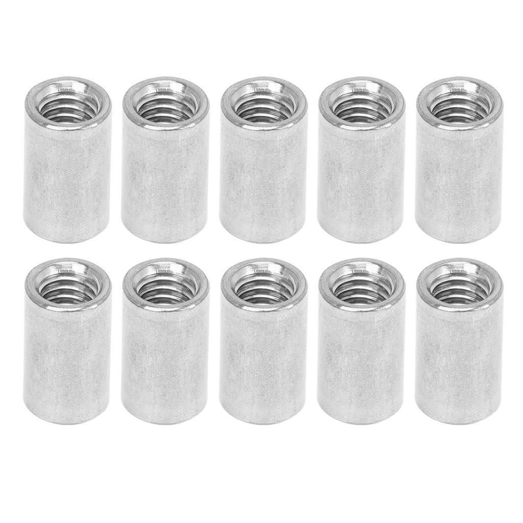 10Pcs Coupling Nut Round Rod Connector 304 Stainless Steel Female Thread M12x1.75 16 L35mm