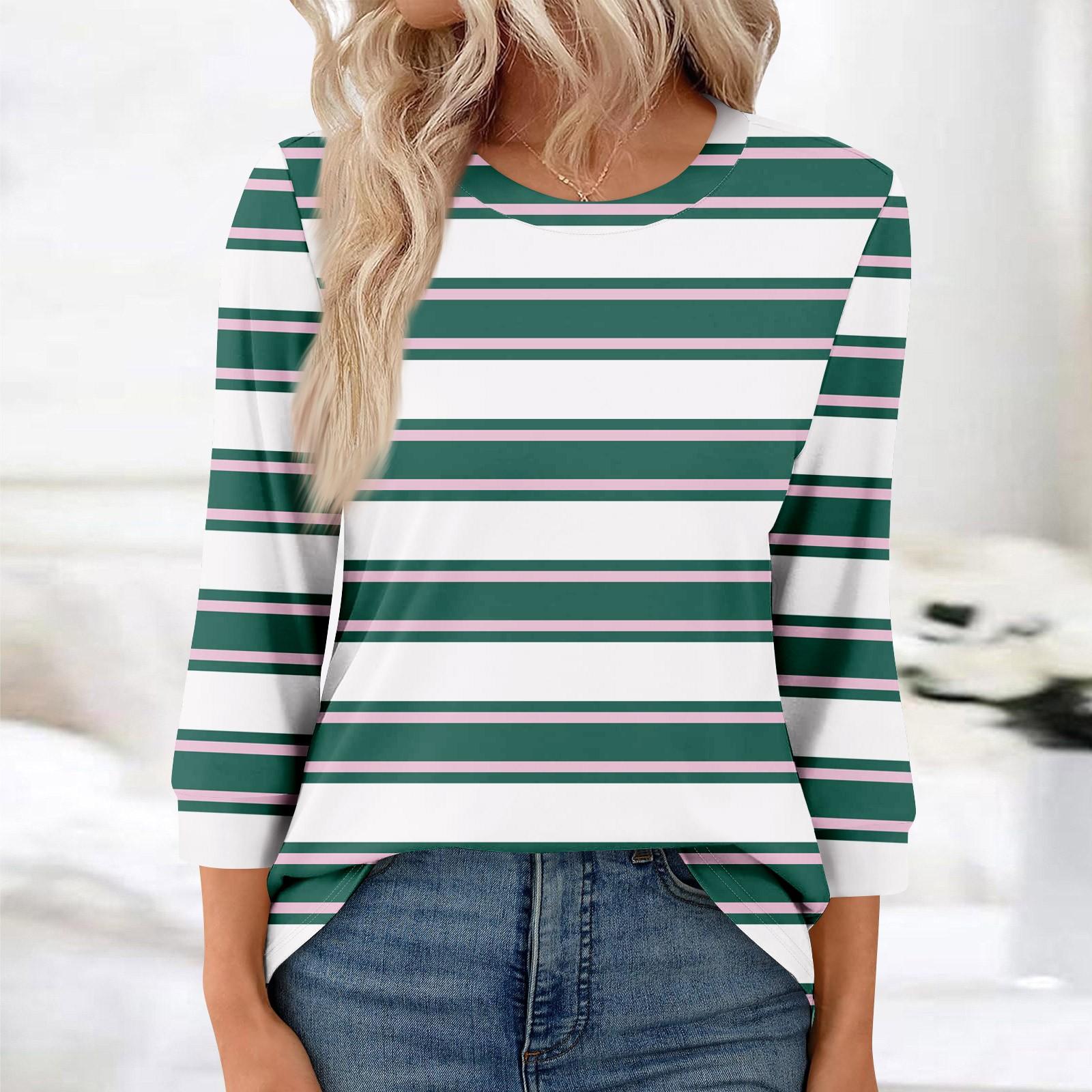 

Женская модная повседневная свободная футболка с круглым вырезом и рукавами 3/4 с принтом, женский топ S