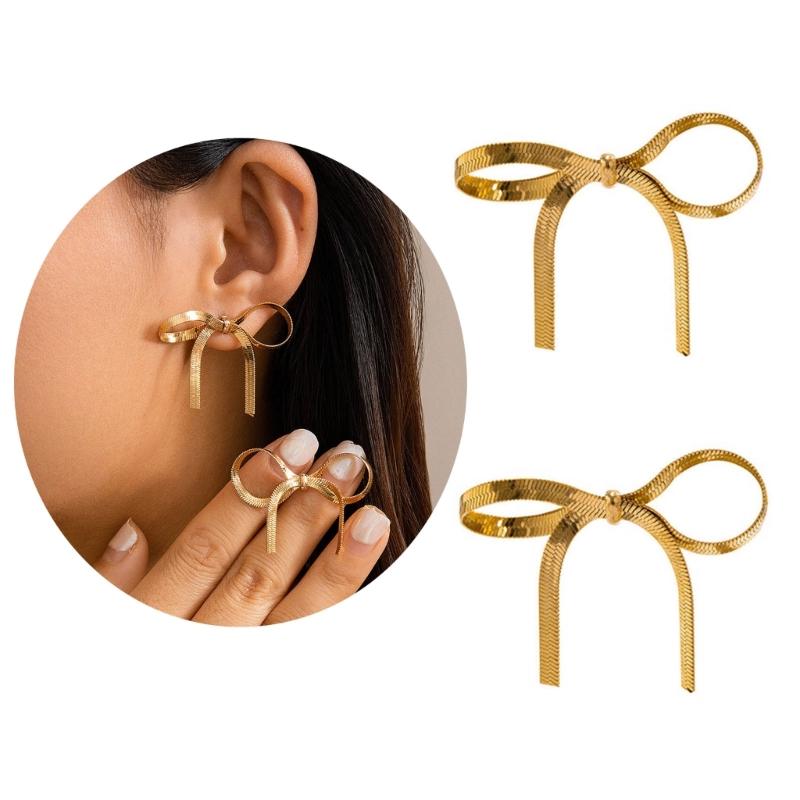 Bowknot Ear Studs Fashion Bowknot Earrings Trendy Jewelry Alloy Material Ear Pendants for Fashion Forward Individuals