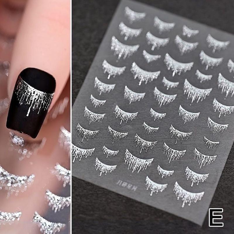 Autocolante de Unghii Linii 3D Argintiu Auriu Decalcomanii Metalice cu Dungi Curbe Artă Unghii cu Gel Slidere Lac Manichiură Decor Folii