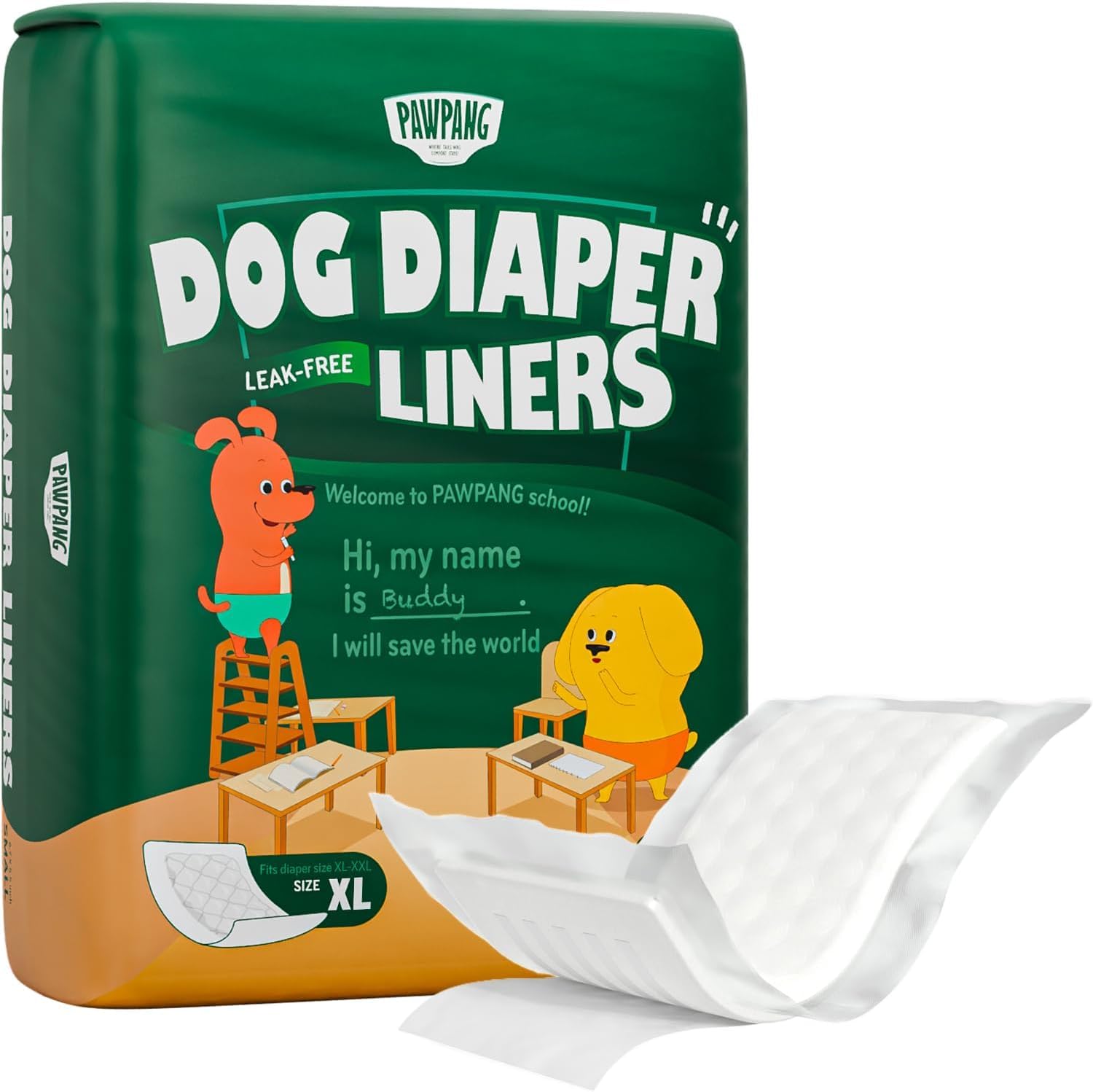 

PAWPANG Dog Diaper 55 pieces Male Dog Diaper Pads Female Dog Sanitary Napkins Pet Urine Absorbent Sheets Senior Dog Care Marking Prevention Liners,
