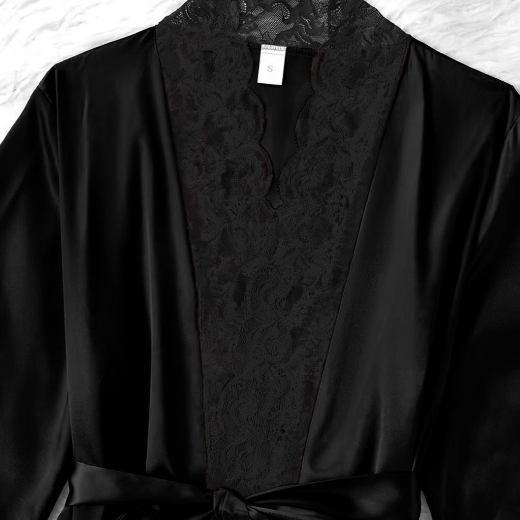 Women's 4,piece Satin Pajama Set, Soft Satin Sleepwear Set