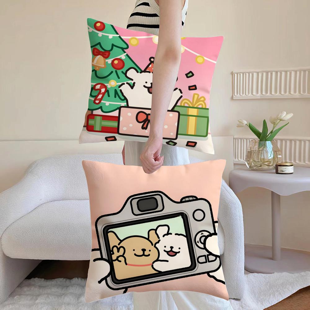 Character L-Line Puppy Cushion Cover Breathable Linen Pillowcase Summer Odorless Eco-Friendly Invisible Zipper Washable