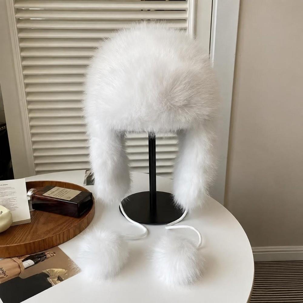 Warm Fluffy Bomber Hat Imitation Mink Fur Cold Weather Hat Fashion Winter Cycling Hat  for Women