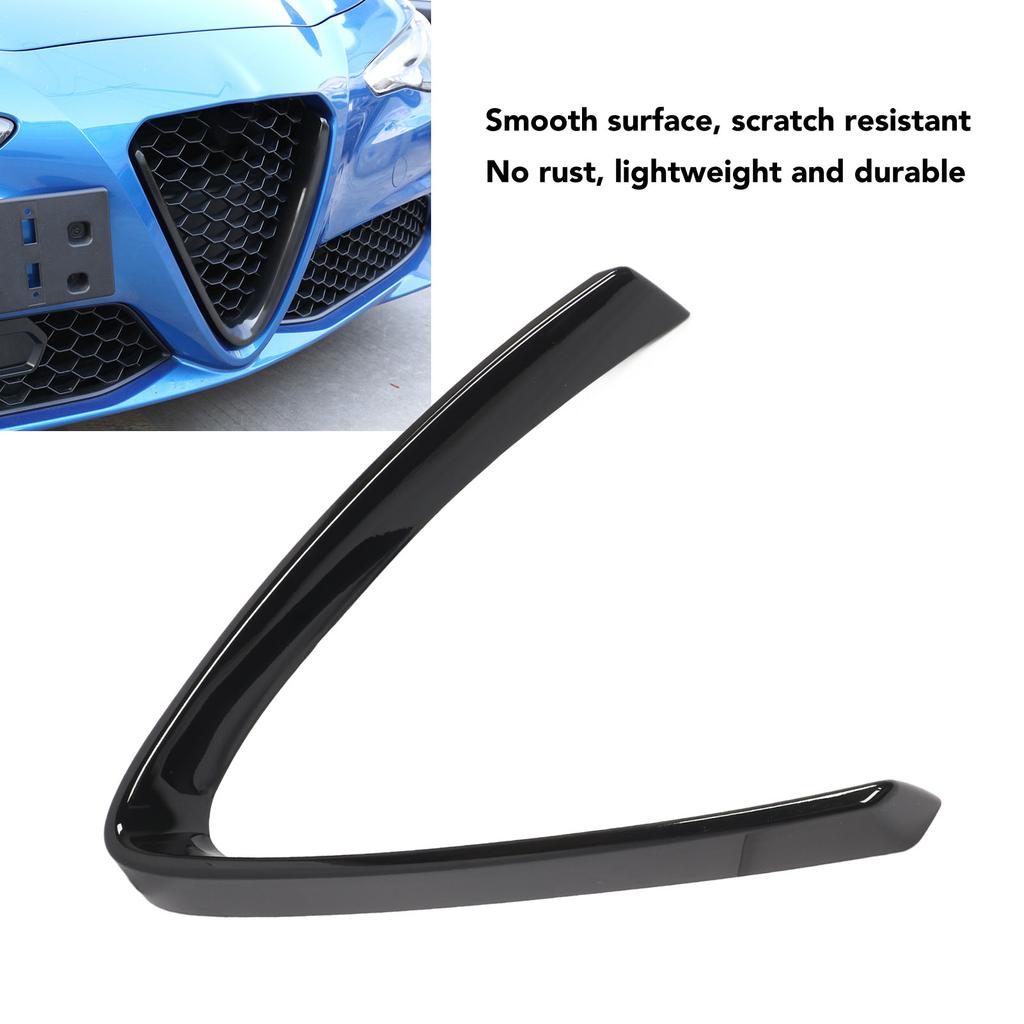 Bumper Grill Trim V Shape Frame Decoration Bright Black Replacement for  Stelvio 2017 To 2025 Car V Shape Grille Cover