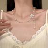 Silver Flower Pearl Clavicle Necklace - Korean Style, Exquisite Design, Versatile, Light Luxury Feeling