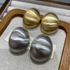 Heavy Industry Exaggerated Personality Brushed Silver Metal Large Stud Earrings Women'S Light Luxury Premium Sense Unique Temperament Earrings