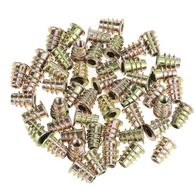 50 Stück M5 x 13 mm Zinklegierung Sechskant-Antriebskopf Möbelmuttern mit Gewinde für Holzeinsatz