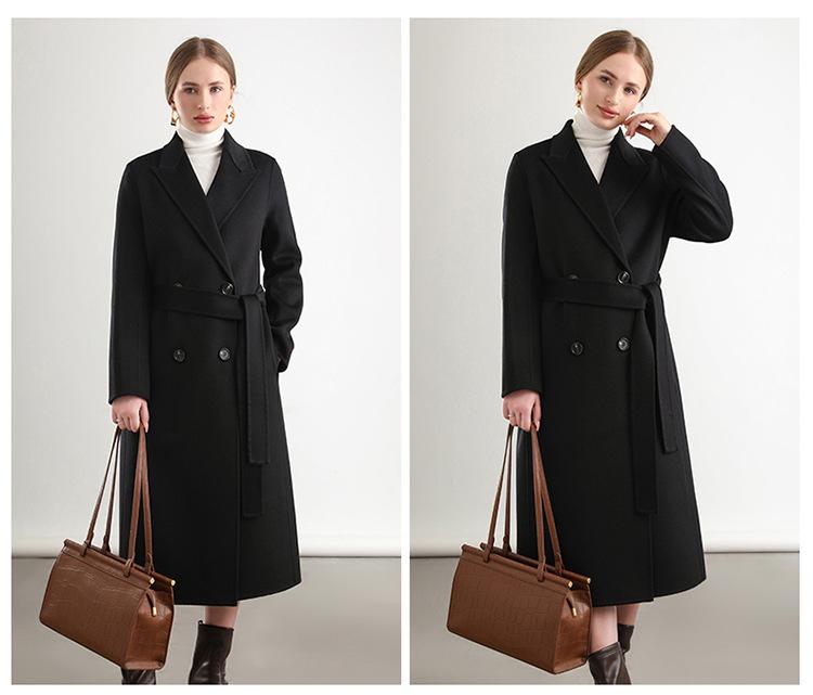 Women's Double-Sided Wool Blend Belted Overcoat for Autumn/Winter 2024