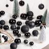 Set of 6 Black, White, and Purple Christmas Hanging Balls - 8cm Holiday Ceiling Decorations in PVC Box