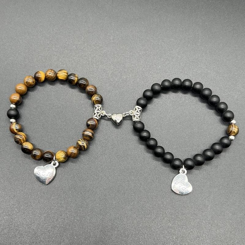 Fashionable Beaded Bracelet Set Magnetic Cute Heart Parents Bracelets Perfect Gift for Loved Ones Comfortable to Wear