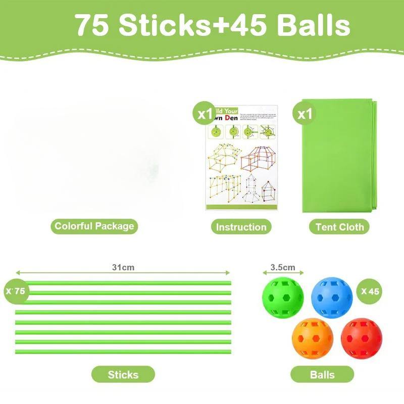 Glow-In-The-Dark DIY Fort Construction Creative Toy Fort Building Kit 3D Castles Tunnels Tents Games Educational Play Tent Toys
