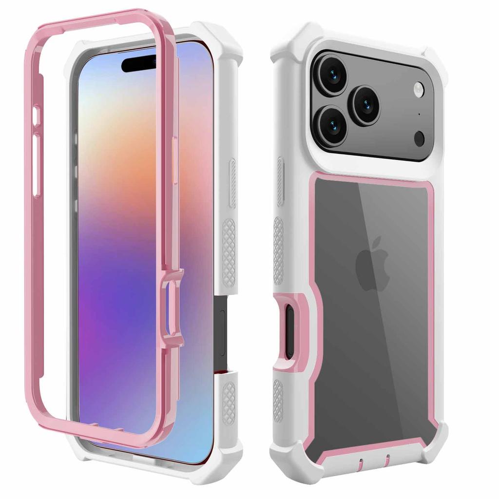 2 IN 1 Hit Armor Shockproof Armor Phone Case for IPhone 17 Air 16 E 15 14 Plus 13 12 11 Pro Max Bumper Clear Acrylic Hard Cover