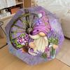 1 Peça Gnomo, Padrão de Lavanda Pequeno Guarda-chuva Compacto de Viagem à Prova de Vento, Guarda-chuva Dobrável Automático, Abertura/Fechamento Automático, Presente-112
