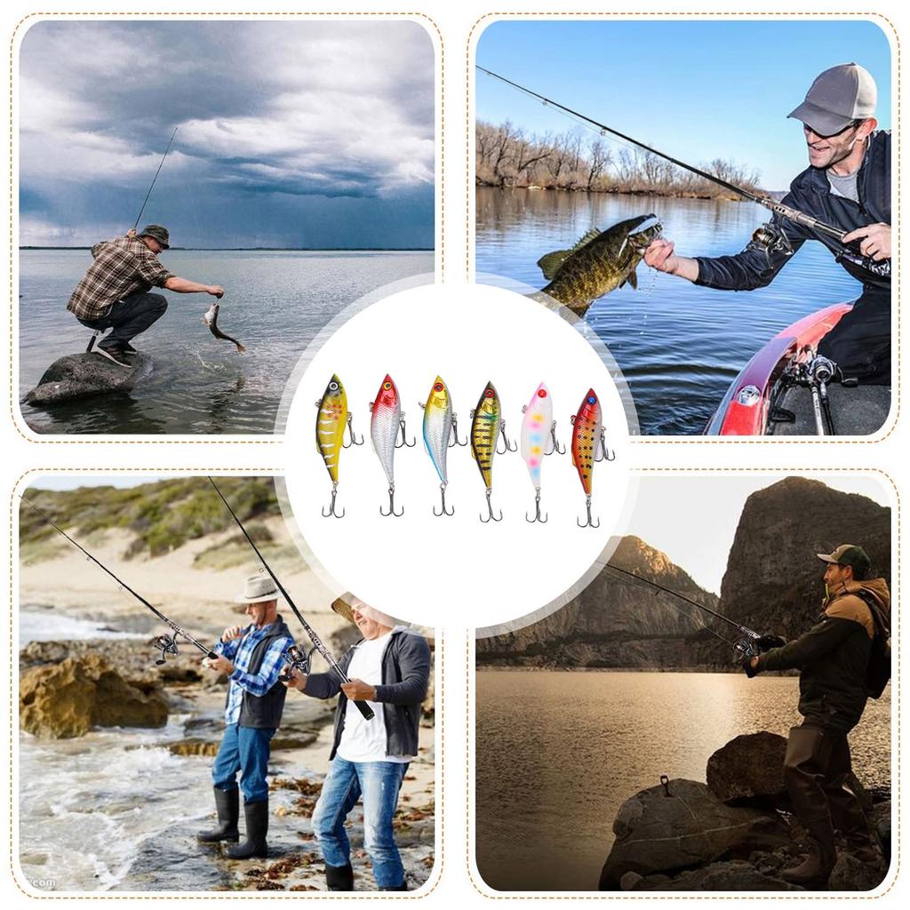 6Pcs Sinking Hard Fishing Bait Artificial Plastic Fishing Lures for Freshwater Saltwater 8cm/10g