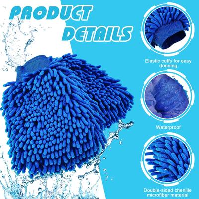 Large Microfiber Car Wash Mitt Waterproof Chenille Gloves Thick Car Cleaning Mitt Wax Detailing Auto Care Double-faced Glove