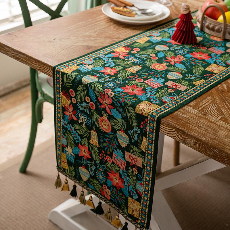 American Retro Jacquard Table Runner Dining Table Cloth Tea Table Cabinet Decorative Strip