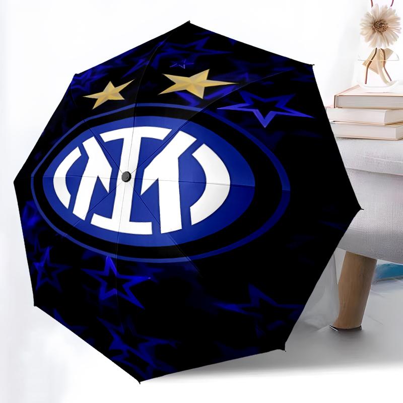 Umbrelă pliabilă cu logo imprimat FC Inter Milano, pentru exterior, timp liber și călătorii, Material durabil pentru umbrelă, Cadou de zi de naștere și sărbători