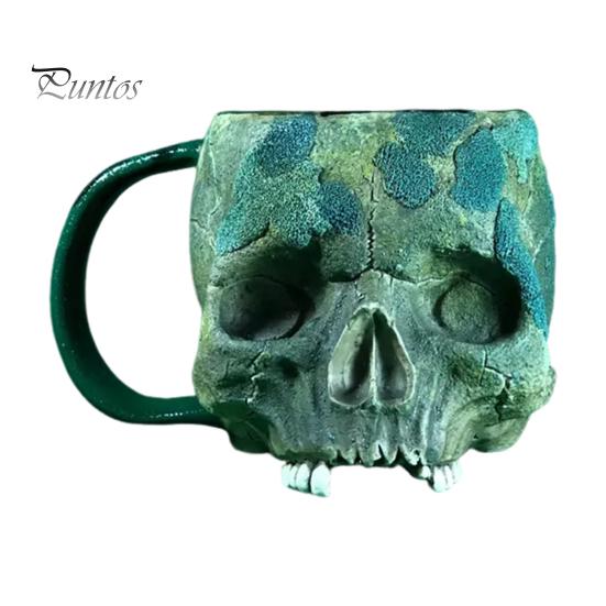 

Кружка с черепом из мха 500 мл, керамическая кружка с черепом викинга с натуральной текстурой для кофе, чая, пива, готического лесного стиля, посуда для напитков, декор для бара на Хэллоуин, подарок Skull