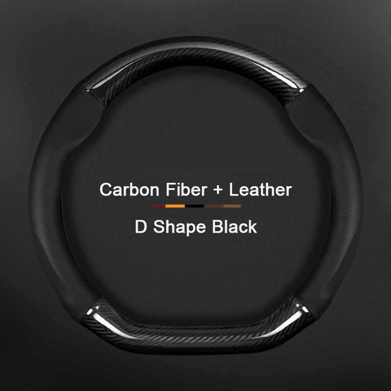 Fits For Tesla Model 3 Model X Model S Model Y Car Carbon Fiber Leather Steering Wheel Cover Car Interior Decorative Accessories