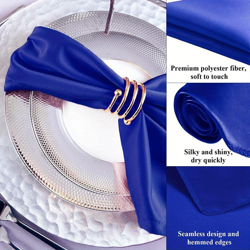 3PCS Satin Napkin Cup, Hotel Wedding Fabric with High-density Lock Edge Solid Color Napkins