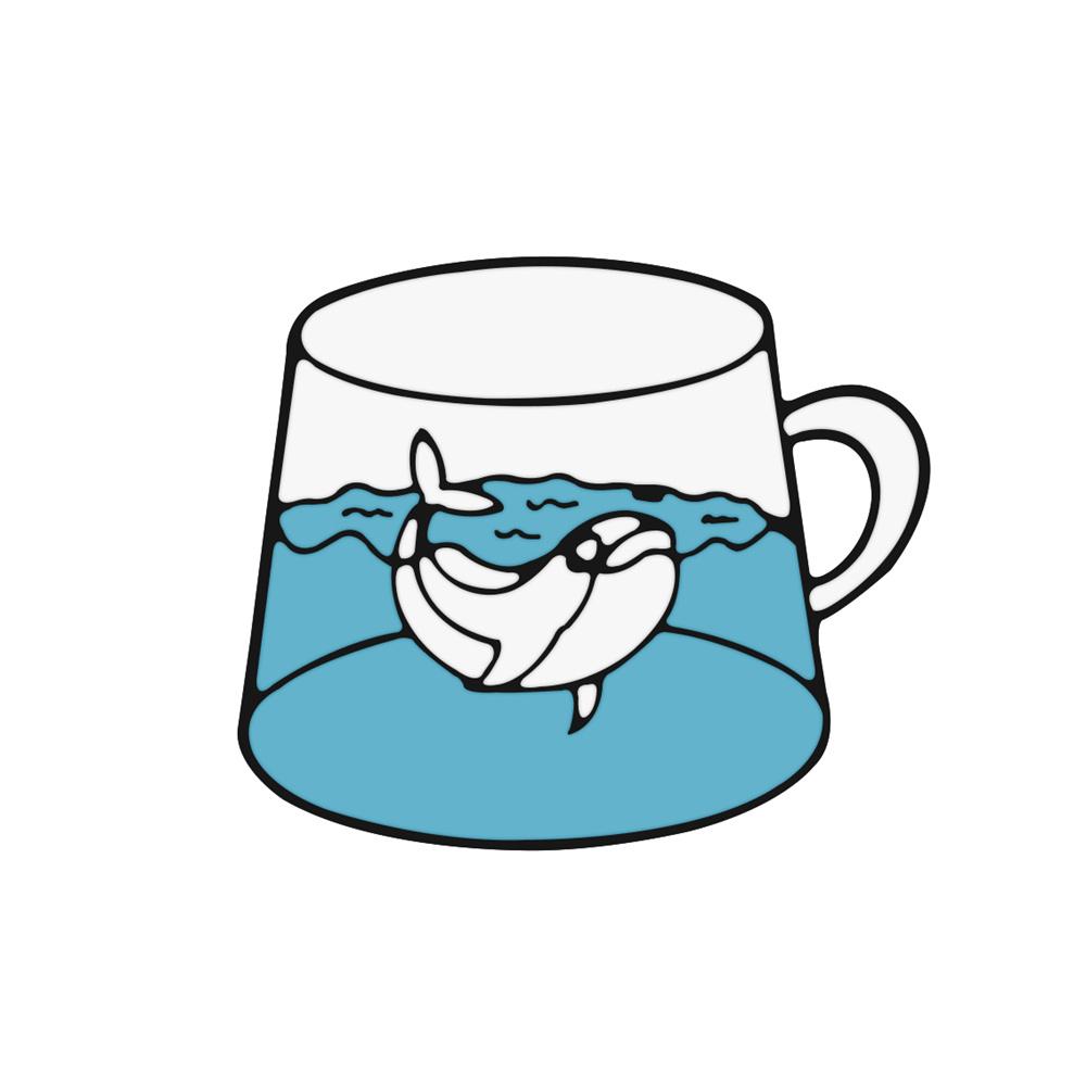 Cartoon Blue Marine Animal Brooch Save Ocean Whale Dolphin Enamel Badge Cloth Backpack Lapel Pins Jewelry Gifts for Friends Kids