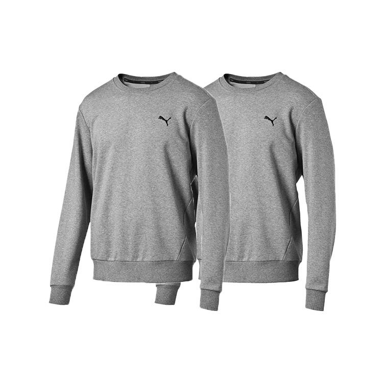 Puma Embroidered Logo Pullover Sweatshirt Men Tops Grey 590321-03