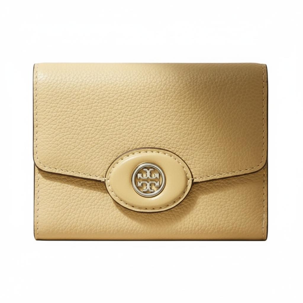 Tory Burch Robinson Tri-Fold Design Leather Wallet Small Women wallet Butterscotch 165002-200 Basic Set (Bag+Dust Bag)