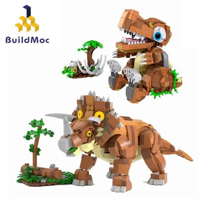 Buildmoc Jurassic Dinosaurs Park Triceratops Velociraptor Mosasaur Tyrannosaurus Rex Baby MOC Building Blocks Toys for Children