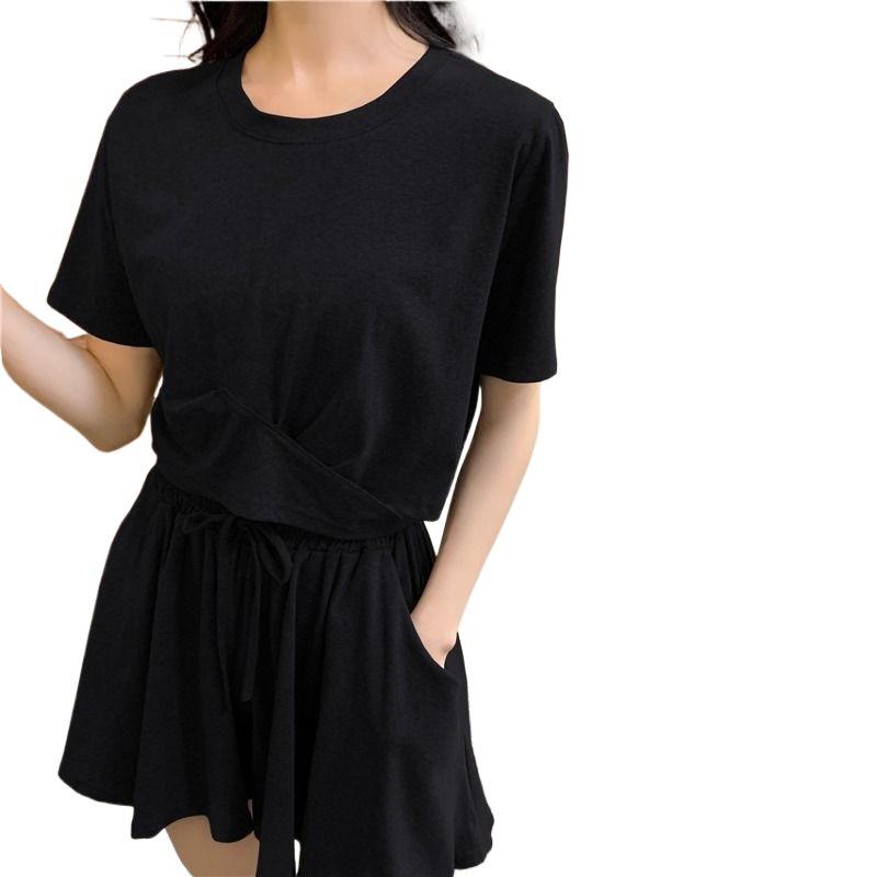 Women's Summer 2026 Casual Sportswear Set - Stylish Loose College Style Two-Piece with Slimming Shorts
