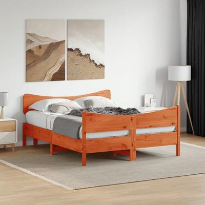Vidaxl Bed Frame Without Mattress, Waxed Brown, 160X200 Cm, Solid Pine