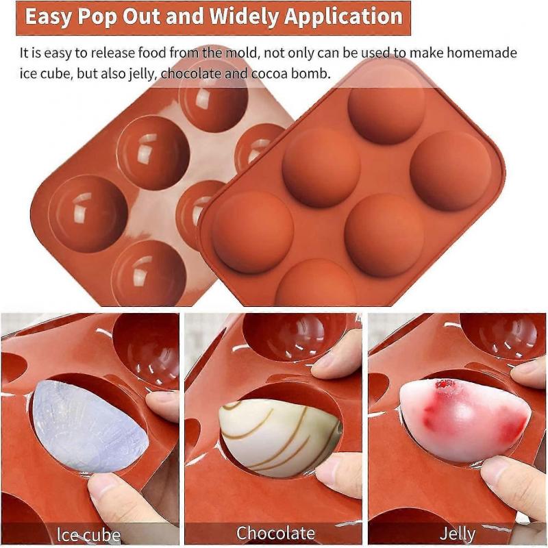 Large 6 Cavity Half Sphere Silicone Mold, 2 Pack Chocolate Ball Molds Baking Mold, Silicone Mold for Making Cakes