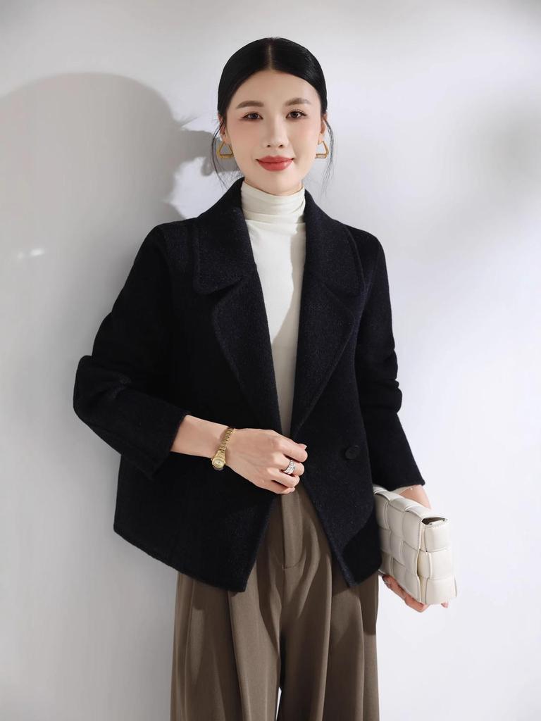 2025 Autumn/Winter Korean Style Short Double-Sided Wool Coat for Women - Fashionable, Versatile, and Loose Fit.
