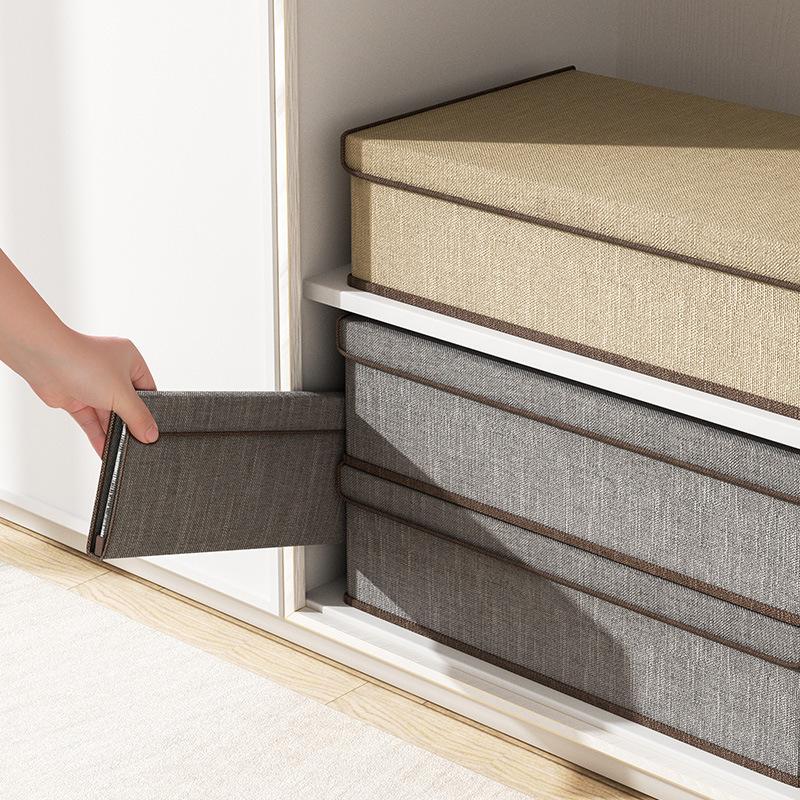 Organizador de Cajones para Ropa Interior Calcetines 3 en 1 Tela Cajas Organizadoras para Armario Uso Doméstico Algodón Lino Plegable Moderno Simple