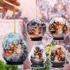 1/5Pcs Acrylic Christmas Hanging Ornament Snowman 2D Xmas Tree Exquisite Ball Pendants For New Year Home Decoration Supply Gifts