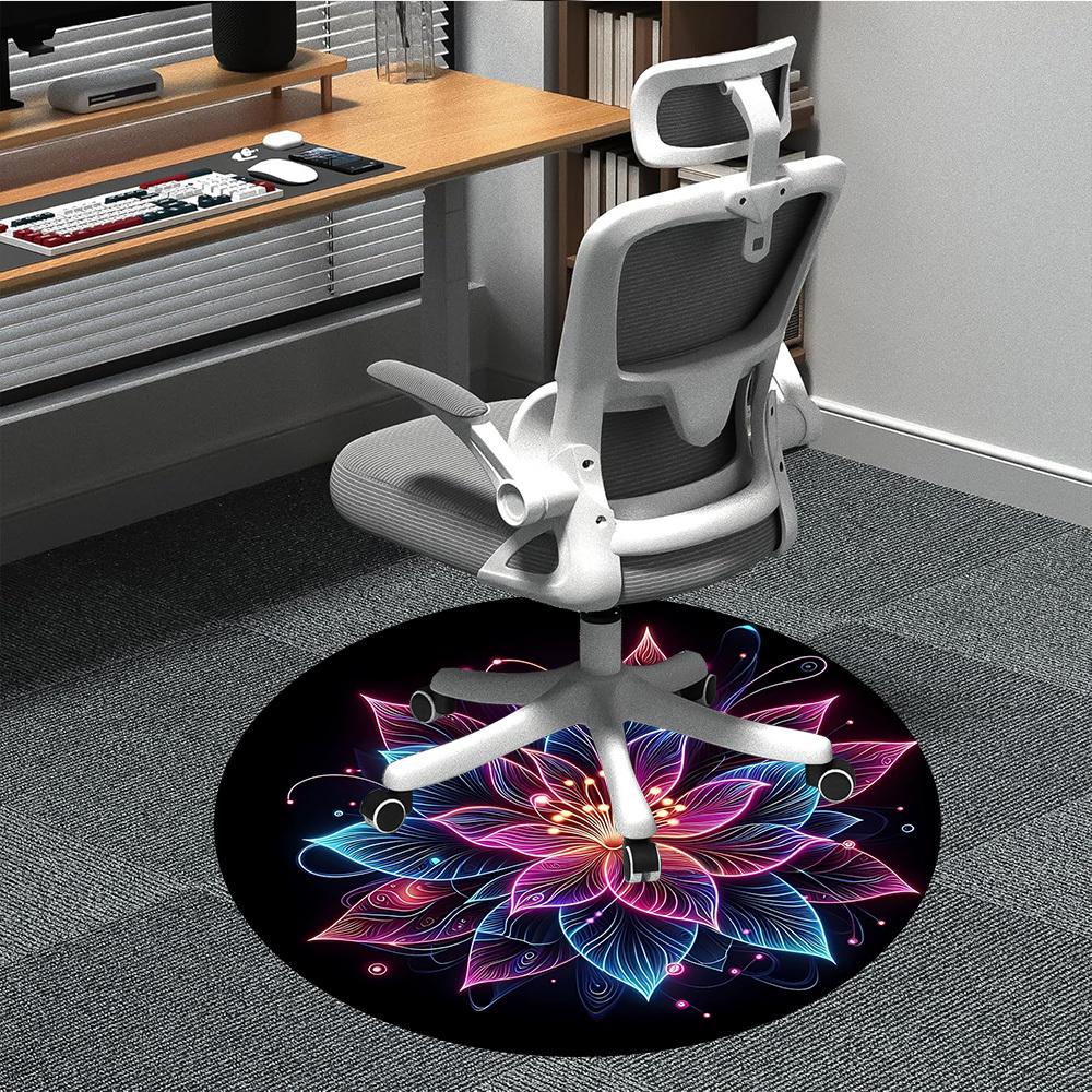 

1pc Neon Lotus Chair Carpet for Office Non-Slip Mat for Office - Decorative Floor Mat yy251030257 80cm by 80cm
