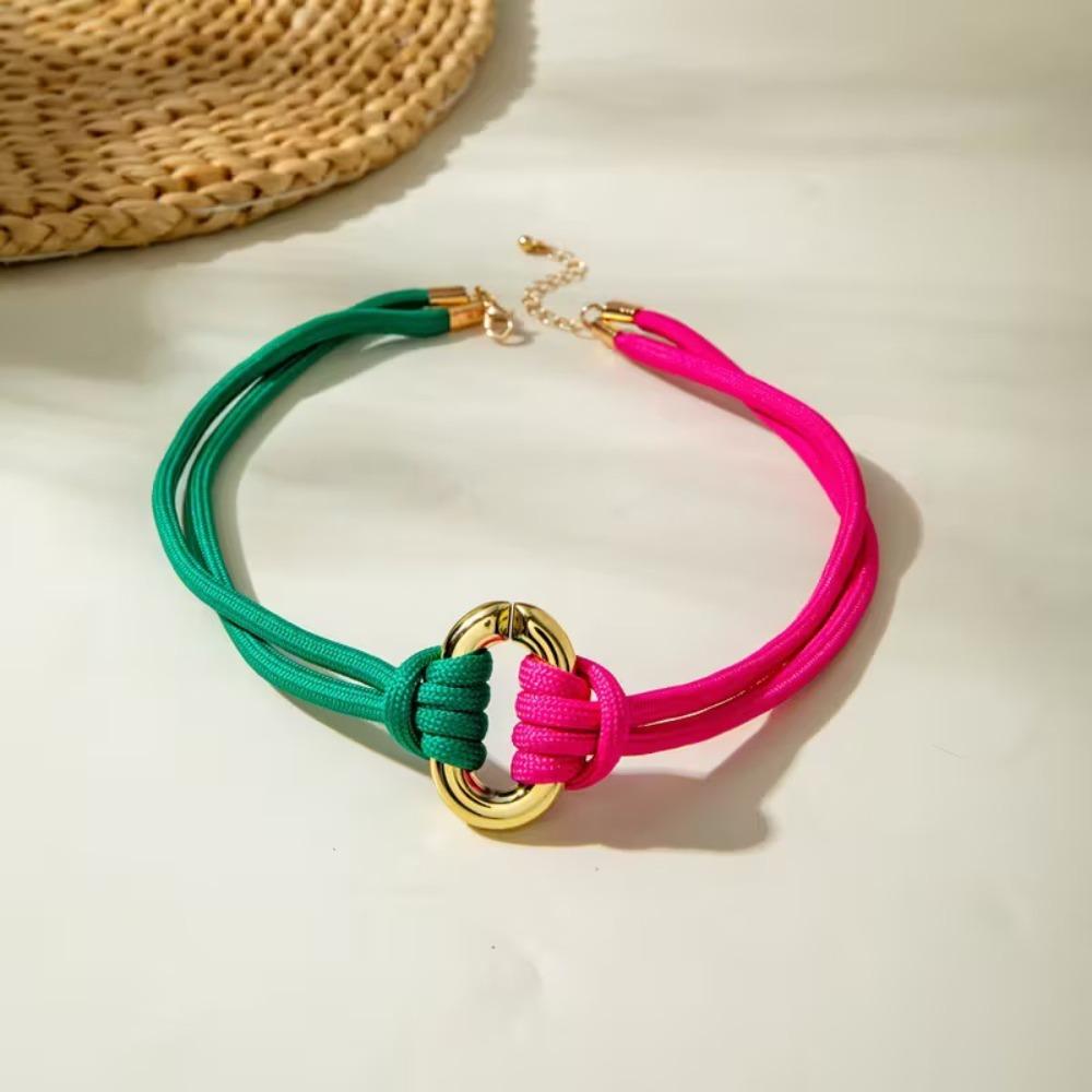 Two-Tone Braided Rope Necklace Adjustable Knotted Necklace Adjustable Choker Necklace Party Outfit