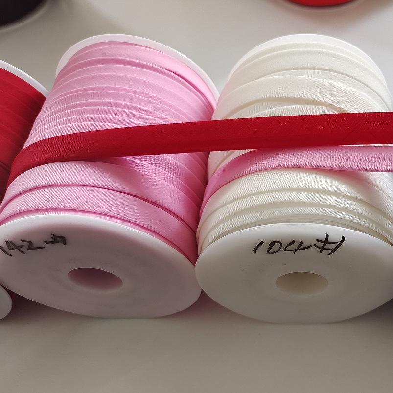 Red Double Fold Bias Binding Tape - No-Iron Polyester Cotton for DIY Cheongsam, 1.2" Width